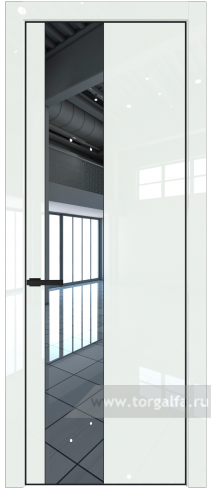 Дверь со стеклом ProfilDoors 19LE Зеркало с кромкой Черный матовый RAL9005 ( ДаркВайт люкс)