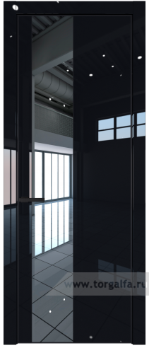 Дверь со стеклом ProfilDoors 19LE Зеркало с кромкой Черный матовый RAL9005 (Черный люкс)