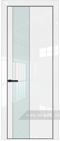 Дверь со стеклом ProfilDoors 19LE Lacobel Белый лак с кромкой Черный матовый RAL9005 (Белый люкс)