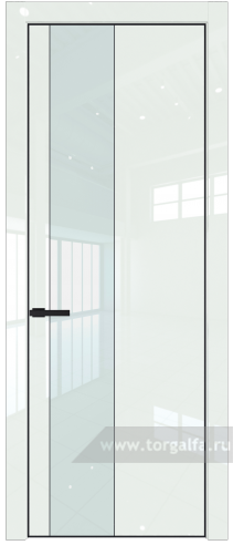 Дверь со стеклом ProfilDoors 19LE Lacobel Белый лак с кромкой Черный матовый RAL9005 ( ДаркВайт люкс)
