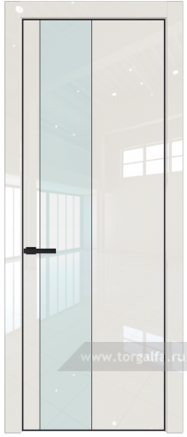Дверь со стеклом ProfilDoors 19LE Lacobel Белый лак с кромкой Черный матовый RAL9005 (Магнолия люкс)