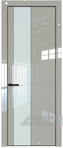 Дверь со стеклом ProfilDoors 19LE Lacobel Белый лак с кромкой Черный матовый RAL9005 (Галька люкс)