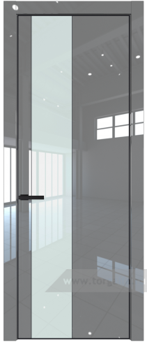 Дверь со стеклом ProfilDoors 19LE Lacobel Белый лак с кромкой Черный матовый RAL9005 (Грей люкс)
