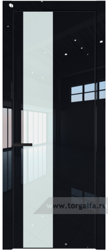 Дверь со стеклом ProfilDoors 19LE Lacobel Белый лак с кромкой Черный матовый RAL9005 (Черный люкс)