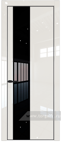 Дверь со стеклом ProfilDoors 19LE Lacobel Черный лак с кромкой Черный матовый RAL9005 (Магнолия люкс)