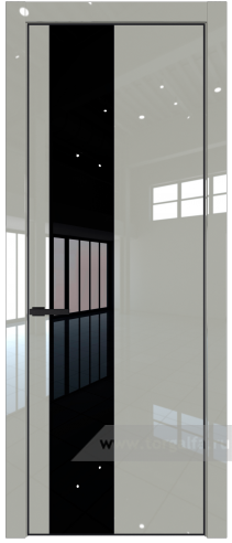 Дверь со стеклом ProfilDoors 19LE Lacobel Черный лак с кромкой Черный матовый RAL9005 (Галька люкс)