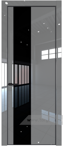 Дверь со стеклом ProfilDoors 19LE Lacobel Черный лак с кромкой Черный матовый RAL9005 (Грей люкс)