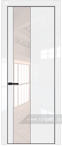 Дверь со стеклом ProfilDoors 19LE Lacobel Перламутровый лак с кромкой Черный матовый RAL9005 (Белый люкс)