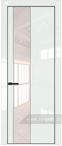Дверь со стеклом ProfilDoors 19LE Lacobel Перламутровый лак с кромкой Черный матовый RAL9005 ( ДаркВайт люкс)