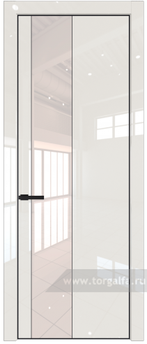 Дверь со стеклом ProfilDoors 19LE Lacobel Перламутровый лак с кромкой Черный матовый RAL9005 (Магнолия люкс)