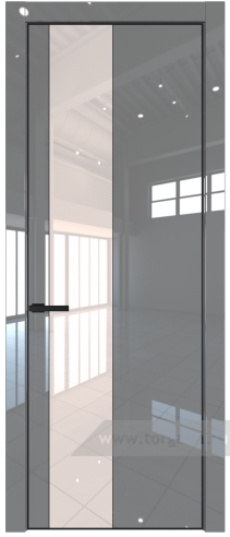 Дверь со стеклом ProfilDoors 19LE Lacobel Перламутровый лак с кромкой Черный матовый RAL9005 (Грей люкс)