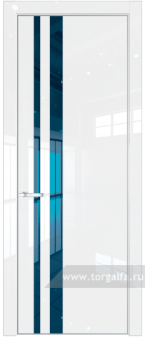 Дверь со стеклом ProfilDoors 20LE Зеркало Blue с кромкой Серебро (Белый люкс)