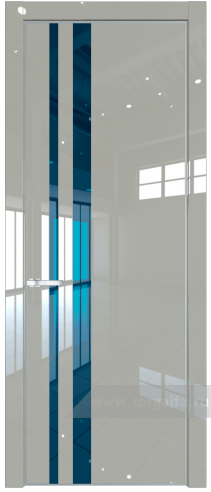 Дверь со стеклом ProfilDoors 20LE Зеркало Blue с кромкой Серебро (Галька люкс)