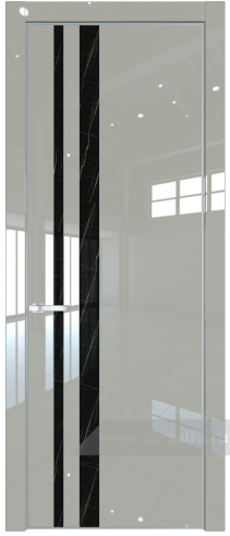 Дверь со стеклом ProfilDoors 20LE Неро мрамор с кромкой Серебро (Галька люкс)