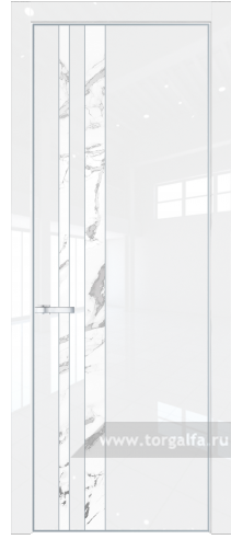 Дверь со стеклом ProfilDoors 20LE Нефи белый узор серебро с кромкой Серебро (Белый люкс)