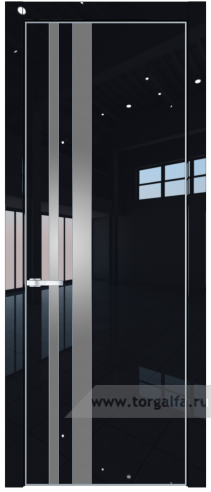 Дверь со стеклом ProfilDoors 20LE Lacobel Серебряный лак с кромкой Серебро (Черный люкс)