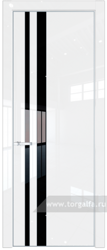 Дверь со стеклом ProfilDoors 20LE Lacobel Черный лак с кромкой Серебро (Белый люкс)