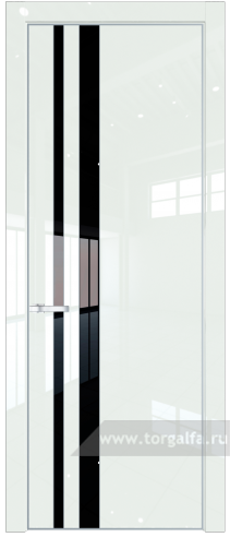 Дверь со стеклом ProfilDoors 20LE Lacobel Черный лак с кромкой Серебро ( ДаркВайт люкс)