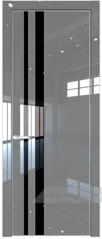 Дверь со стеклом ProfilDoors 20LE Lacobel Черный лак с кромкой Серебро (Грей люкс)