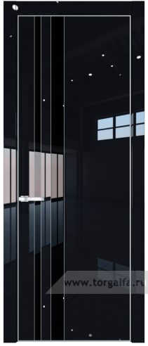 Дверь со стеклом ProfilDoors 20LE Lacobel Черный лак с кромкой Серебро (Черный люкс)