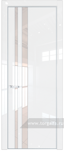 Дверь со стеклом ProfilDoors 20LE Lacobel Перламутровый лак с кромкой Серебро (Белый люкс)