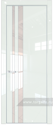 Дверь со стеклом ProfilDoors 20LE Lacobel Перламутровый лак с кромкой Серебро ( ДаркВайт люкс)