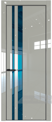 Дверь со стеклом ProfilDoors 20LE Зеркало Blue с кромкой Черный матовый RAL9005 (Галька люкс)