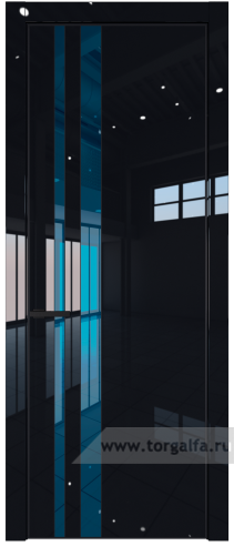 Дверь со стеклом ProfilDoors 20LE Зеркало Blue с кромкой Черный матовый RAL9005 (Черный люкс)