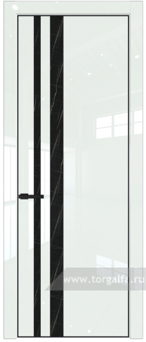 Дверь со стеклом ProfilDoors 20LE Неро мрамор с кромкой Черный матовый RAL9005 ( ДаркВайт люкс)