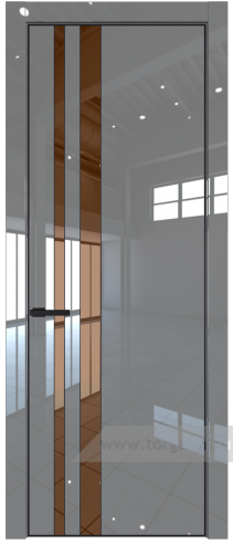 Дверь со стеклом ProfilDoors 20LE Зеркало Bronza с кромкой Черный матовый RAL9005 (Грей люкс)