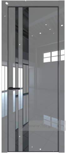 Дверь со стеклом ProfilDoors 20LE Зеркало Grey с кромкой Черный матовый RAL9005 (Грей люкс)