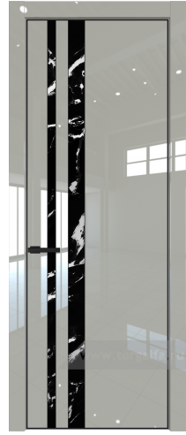 Дверь со стеклом ProfilDoors 20LE Нефи черный узор серебро с кромкой Черный матовый RAL9005 (Галька люкс)