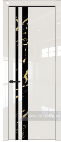 Дверь со стеклом ProfilDoors 20LE Нефи черный узор золото с кромкой Черный матовый RAL9005 (Магнолия люкс)