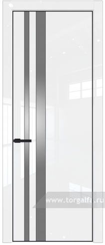Дверь со стеклом ProfilDoors 20LE Lacobel Серебряный лак с кромкой Черный матовый RAL9005 (Белый люкс)