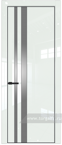 Дверь со стеклом ProfilDoors 20LE Lacobel Серебряный лак с кромкой Черный матовый RAL9005 ( ДаркВайт люкс)