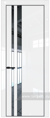 Дверь со стеклом ProfilDoors 20LE Зеркало с кромкой Черный матовый RAL9005 (Белый люкс)