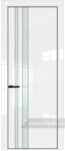 Дверь со стеклом ProfilDoors 20LE Lacobel Белый лак с кромкой Черный матовый RAL9005 (Белый люкс)
