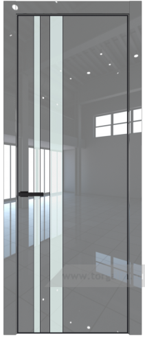 Дверь со стеклом ProfilDoors 20LE Lacobel Белый лак с кромкой Черный матовый RAL9005 (Грей люкс)