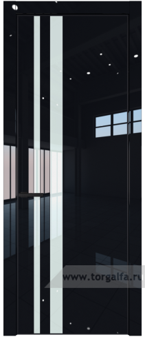 Дверь со стеклом ProfilDoors 20LE Lacobel Белый лак с кромкой Черный матовый RAL9005 (Черный люкс)