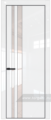 Дверь со стеклом ProfilDoors 20LE Lacobel Перламутровый лак с кромкой Черный матовый RAL9005 (Белый люкс)