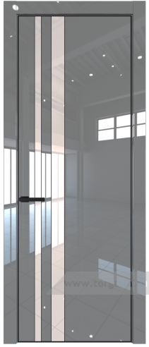 Дверь со стеклом ProfilDoors 20LE Lacobel Перламутровый лак с кромкой Черный матовый RAL9005 (Грей люкс)