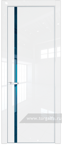 Дверь со стеклом ProfilDoors 21LE Зеркало Blue с кромкой Серебро (Белый люкс)