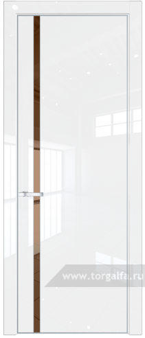 Дверь со стеклом ProfilDoors 21LE Зеркало Bronza с кромкой Серебро (Белый люкс)