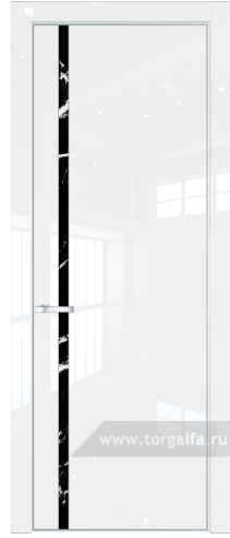 Дверь со стеклом ProfilDoors 21LE Нефи черный узор серебро с кромкой Серебро (Белый люкс)