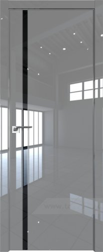 Дверь со стеклом ProfilDoors 21LE Lacobel Черный лак с кромкой Серебро (Грей люкс)