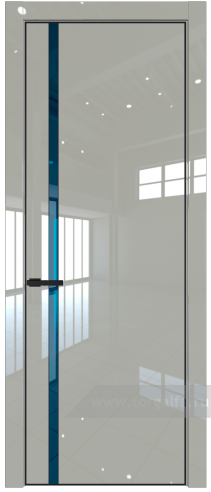 Дверь со стеклом ProfilDoors 21LE Зеркало Blue с кромкой Черный матовый RAL9005 (Галька люкс)