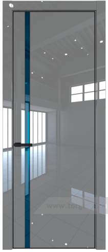 Дверь со стеклом ProfilDoors 21LE Зеркало Blue с кромкой Черный матовый RAL9005 (Грей люкс)
