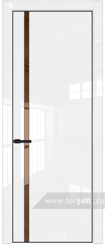 Дверь со стеклом ProfilDoors 21LE Зеркало Bronza с кромкой Черный матовый RAL9005 (Белый люкс)