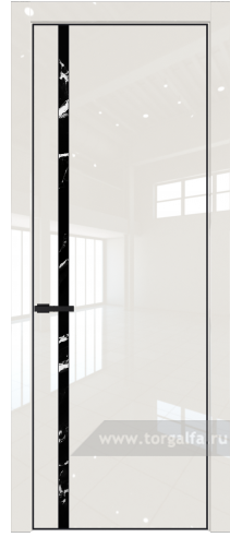 Дверь со стеклом ProfilDoors 21LE Нефи черный узор серебро с кромкой Черный матовый RAL9005 (Магнолия люкс)