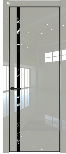 Дверь со стеклом ProfilDoors 21LE Нефи черный узор серебро с кромкой Черный матовый RAL9005 (Галька люкс)